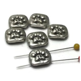 Slider Beads (qty 6) 2 hole Beads Silver Small Silver Paw Print Beads 101-M15 FST