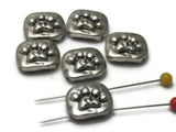 Slider Beads (qty 6) 2 hole Beads Silver Small Silver Paw Print Beads 101-M15 FST