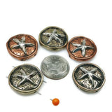 2 Hole Slider Beads (5 pc) Sealife Beads Starfish Coin Unqiue Metal Beads for Jewelry Making for Bracelet and Necklace Designs 287-m11 FST