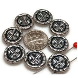 Slider Beads (8 pc)  2 hole beads Spacer Beads Sliderbeads Bracelet Beads Flat Beads Coin Beeads Swirl Beads 426-M18 FST