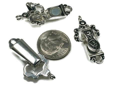 Magnetic Clasps for Crafting, Beading and Jewelry Making into Bracelets or Necklaces in Silver with an Ornate Design  9463