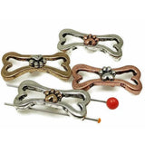 Slider Beads (4 pcs)  2 hole Beads Dog Beads Flat Bracelet Making Beads Mixed Metal Spacer Beads Silver 206-N1 FST