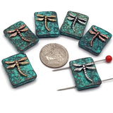 2 Hole Slider Beads (6 pc) Dragonfly Beads Sliderbeads for Jewelry Making into Bracelets or Necklaces in Copper, Silver and Gold 593 M18 FST
