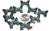 2 hole slider beads (Qty 9) Patina Butterfly Beads Sliders Unique Beads Spacer Beads Silver focal beads Beads Bracelet Beads 313-M15 FST