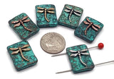 2 Hole Slider Beads (6 pc) Dragonfly Beads Sliderbeads for Jewelry Making into Bracelets or Necklaces in Copper, Silver and Gold 593 M18 FST