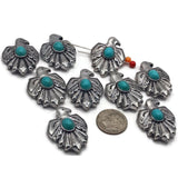 Slider Beads (12 pc) Western Large Thunderbird in Silver and Turquoise Spacer Beads for Jewelry Making, Necklaces, and Bracelets 588-M18 FST