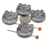 Slider Beads (4 pc) Silver Western Horseshoe with  "Cowgirl"  2 hole beads Spacer Beads for Jewelry, Necklace and Bracelet Making 553-M11 FST