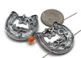 Slider Beads (4 pc) Silver Western Horseshoe with  "Cowgirl"  2 hole beads Spacer Beads for Jewelry, Necklace and Bracelet Making 553-M11 FST