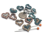 14 2 Hole Slider Beads in a Heart Shape Design for Crafing and Beading into DIY Bracelets and Necklaces 142-M9 FST