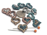 14 2 Hole Slider Beads in a Heart Shape Design for Crafing and Beading into DIY Bracelets and Necklaces 142-M9 FST