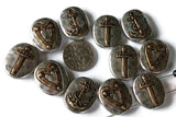 2 Hole Slide Beads  (11 pcs) Heart Cross and Anchor Inspirational Designs Great for Jewelry Making or DIY Bracelet or Necklace 508-H8 FST