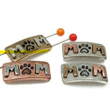 Slider Beads (4 pcs) Dog Mom Beads 2 hole Beads Dog Beads Flat Bracelet Making Beads Mixed Metal Spacer Beads Silver FST 205-N4 FST