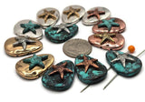 2 Hole Slider Beads (QTy 12) Double Strand Metal Beads with Starfish for Necklace or Bracelet Making 596-M7 FST