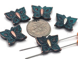 2 Hole Slider Beads (Qt 5) Patina Butterfly Beads 2 hole Slider Beads bracelet beads Metal Beads 4 hole beads flat Beads 388-M11 FST