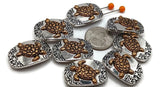 2 Hole Slider Beads (QTy 8) Double Strand Metal Beads with Turtles for Necklace or Bracelet Making 576-M7 FST