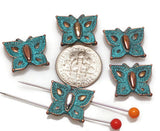 2 Hole Slider Beads (Qt 5) Patina Butterfly Beads 2 hole Slider Beads bracelet beads Metal Beads 4 hole beads flat Beads 388-M11 FST