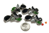 2 hole slider beads (Qty 4) Black Beads Antique Silver Beads Focal Beads Floral Beads Flower Beads Jet Beads Bracelet Beads  326-M9 FST