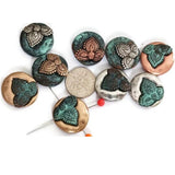 Slider Beads (9 pc) flower or loral beads for Crafting and Beading into Necklaces or Bracelets in Metal with 2 holes 397-M1 FST