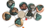 Slider Beads (9 pc) flower or loral beads for Crafting and Beading into Necklaces or Bracelets in Metal with 2 holes 397-M1 FST