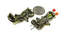2 hole slider beads (Qty 6) Olivine Beads Antique Gold Beads Focal Beads Floral Beads Flower Beads Olive Beads Bracelet Beads  282-N12 FST
