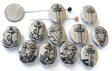 2 Hole Slide Beads  (11 pcs) Heart Cross and Anchor Inspirational Designs Great for Jewelry Making or DIY Bracelet or Necklace 512-N12 FST