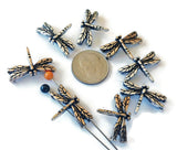 2 Hole Slider Beads (8 pc) Dragonfly Beads Sliderbeads Silver Beads Bracelet Beads Necklace Beads Double Strand Beads  519-N12 FST
