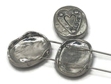 2 Hole Slide Beads  (11 pcs) Silver Heart Inlay Metal Beads for Jewelry Making or DIY Bracelet or Necklace - Fun Findings Spacers 513-M1 FST