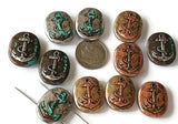 2 Hole Slide Beads  (11 pcs) Pewter Silver, Antique Copper Antique Brass Anchor for Jewelry Making or DIY Bracelet or Necklace 515-H8 FST