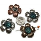 Slider Beads (4 pcs) 2 hole Beads 2 hole Slider Beads floral Beads flower Beads Spacer Beads Metal Beads 350-N4 FST