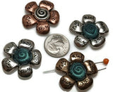 Slider Beads (4 pcs) 2 hole Beads 2 hole Slider Beads floral Beads flower Beads Spacer Beads Metal Beads 350-N4 FST