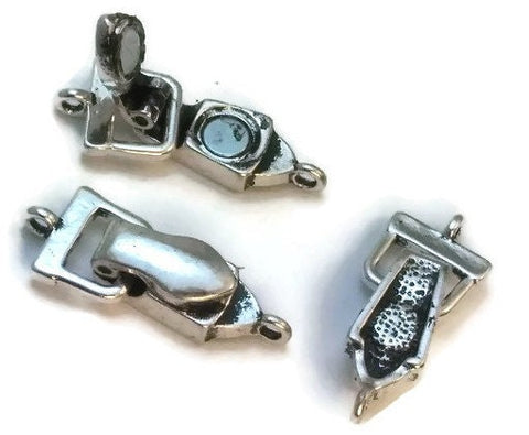 Fold Over Magnetic Clasps (Qty 4) Silver with a Simple Design - Perfect for Jewelry Making into Necklaces or Bracelets 9466