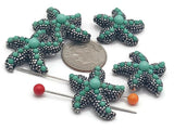 Slider Beads - 5 Platinum Silver with Enamel Drip Starfish 2 hole Double Strand Slider Beads for Jewlry Making P149- M18 FST