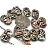 Slider Beads (12 pcs) 2 hole slider Beads 2 hole Beads Inspirational Beads Moon Beads Spacer Beads Silver Metal Beads 344-M14 FST