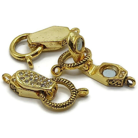 Magnetic Clasps in Bright Gold with Rhinestones for Single Strand Beading or Jewelry Making Projects into Bracelets or Necklaces M205