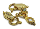 Magnetic Clasps in Bright Gold with Rhinestones for Single Strand Beading or Jewelry Making Projects into Bracelets or Necklaces M205