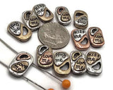 Slider Beads (12 pcs) 2 hole slider Beads 2 hole Beads Inspirational Beads Moon Beads Spacer Beads Silver Metal Beads 344-M14 FST