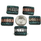 2 Hole Slider Beads (5 pc) Spacer Beads Words "Ride, Love and Life"  Western Beads Sliderbeads Bracelet Beads Flat Beads 341-M14 FST