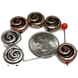 2 hole slider beads (Qty 6) Swirl Beads Spiral Beads Spacer Beads Jewelry Making Beads Necklace Beads Flat Beads  Bracelet Beads 315-M9 FST