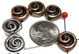 2 hole slider beads (Qty 6) Swirl Beads Spiral Beads Spacer Beads Jewelry Making Beads Necklace Beads Flat Beads  Bracelet Beads 315-M9 FST