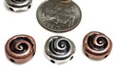 2 hole slider beads (Qty 6) Swirl Beads Spiral Beads Spacer Beads Jewelry Making Beads Necklace Beads Flat Beads  Bracelet Beads 315-M9 FST