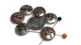 Slider Beads (6 pc) 2 hole for Jewelry Making into Bracelets or Necklaces or Crafting in a coin shape with  trees 492-N4 FST