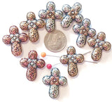 2 hole slider beads (Qt 9) Ornate Cross Metal Beads that are Perfect for Jewelry Making and Designing for Necklaces and Bracelets 540-M14 FST