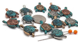 Slider Beads (QTy 13)  2 hole Turtle Flat Beads for Jewelry Creation into Necklaces or Bracelets in Mixed Metals 571-M1 FST