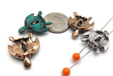 Slider Beads (QTy 13)  2 hole Turtle Flat Beads for Jewelry Creation into Necklaces or Bracelets in Mixed Metals 571-M1 FST