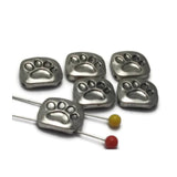 Slider Beads (qty 6) 2 hole Beads Silver Small Silver Paw Print Beads 107-M15 FST