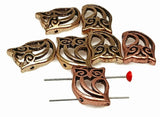 7 2 hole Slider Beads Owl Beads Copper and Gold Beads Animal Beads FST