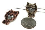 Slider Beads (6 pc) 2 hole beads Owl Beads Mixed Metal Beads Spacer Beads Silver Beads Copper beads 192-M11 FST