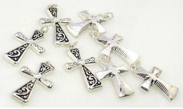 8 bright silver cross christian charm charms 8328-F7 FST