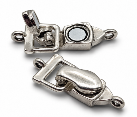 Single Loop - Weathered Silver - Fold Over Magnetic Clasps 7857 Dark Silver