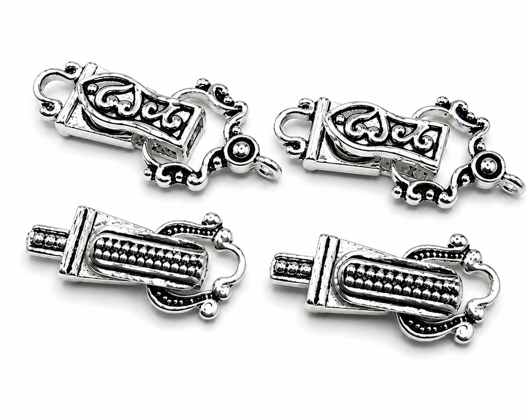 Fold Over Magnetic Clasps for Jewelry Making, Necklaces or Bracelets Silver Single Strand Mix